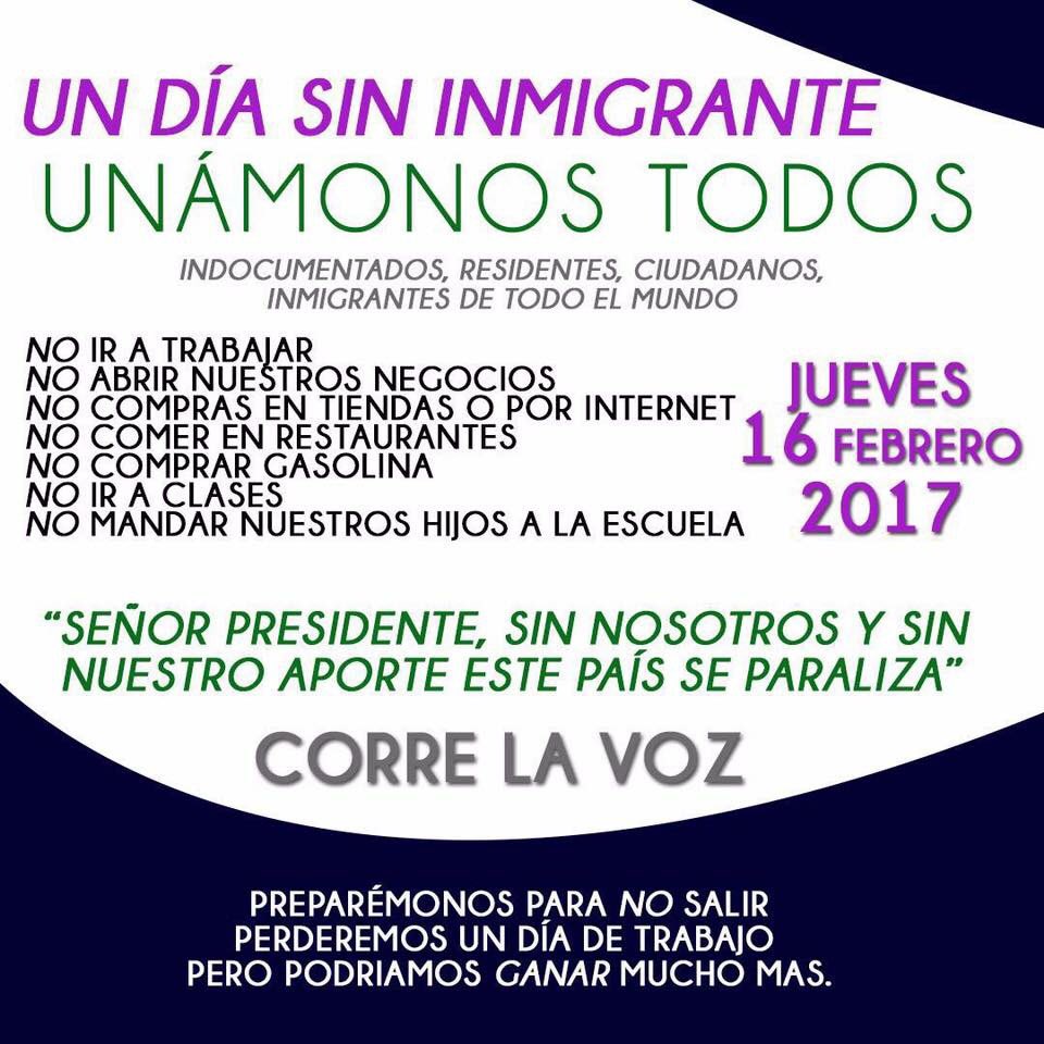 Convocan en Estados Unidos “Un día sin inmigrantes” 